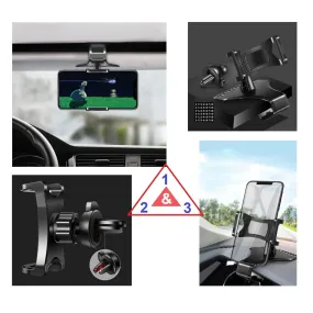 3 in 1 Car GPS Smartphone Holder: Dashboard / Visor Clamp   AC Grid Clip for Zebra TC20 with Keyboard (2018) - Black
