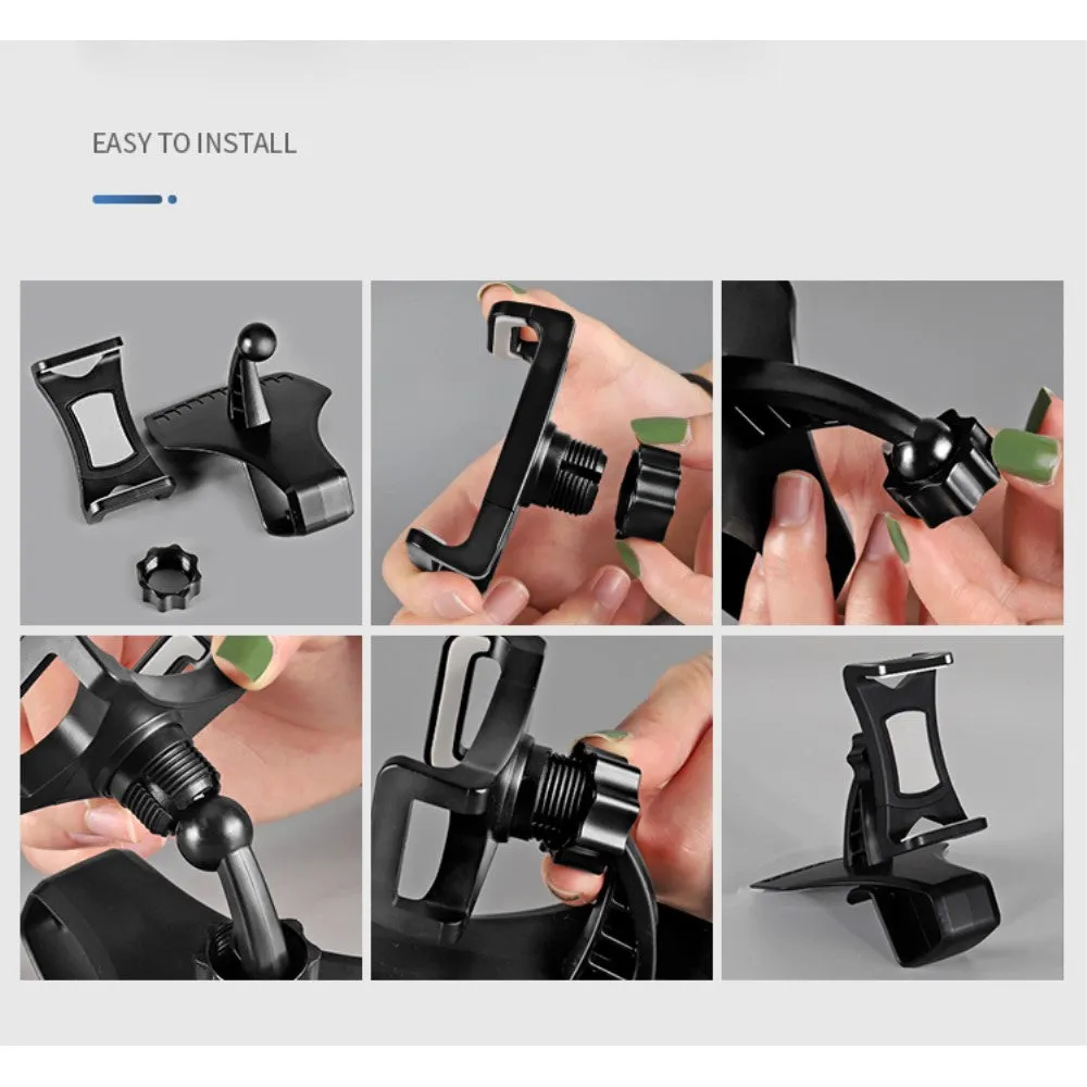 3 in 1 Car GPS Smartphone Holder: Dashboard / Visor Clamp   AC Grid Clip for Zebra TC20 with Keyboard (2018) - Black