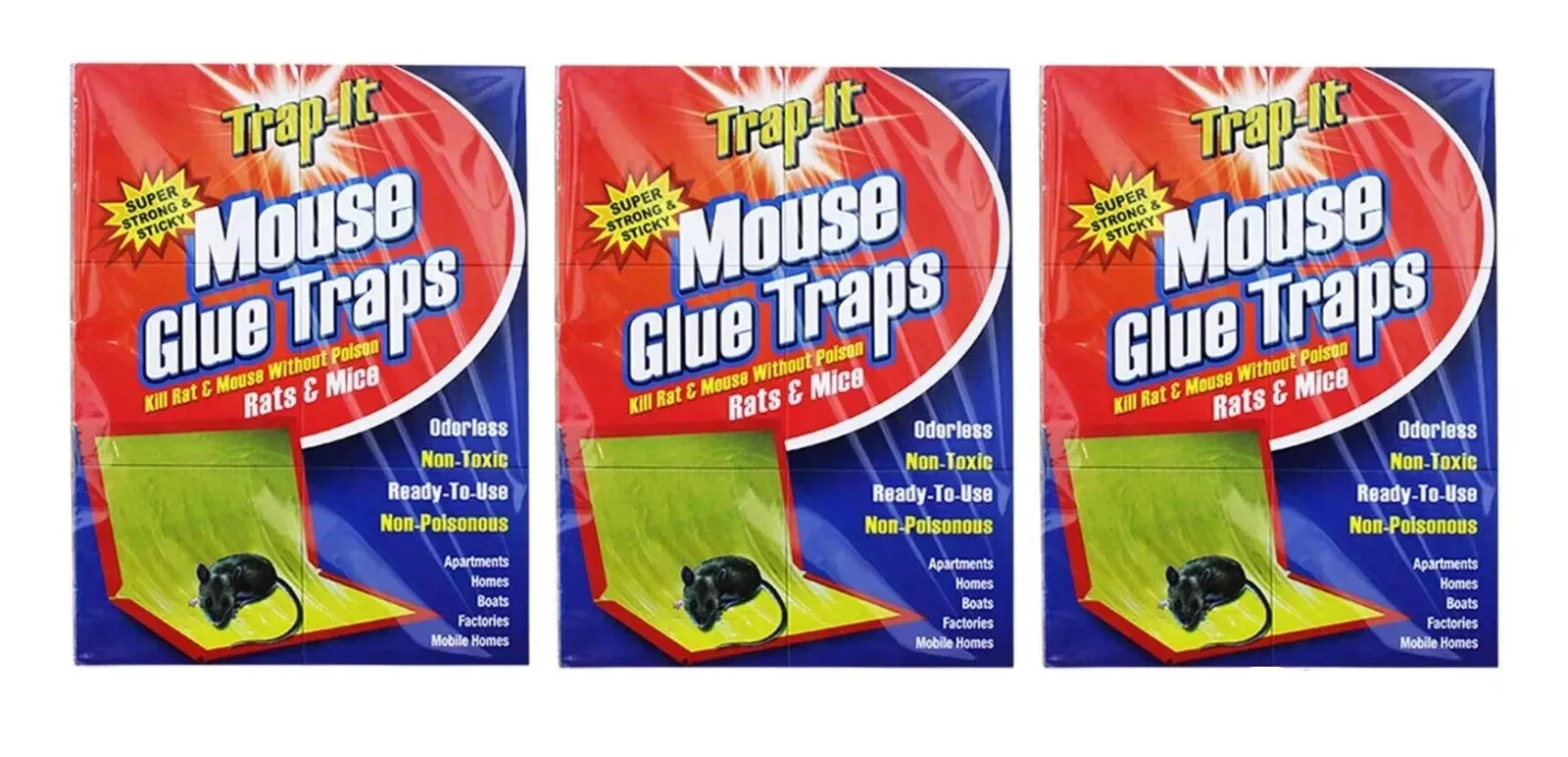 3 Traps (3 Pack) Large Mouse Glue Traps with Enhanced Stickiness Rat Mouse Traps