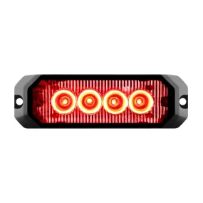 4″ MEDIUM RECTANGULAR HIGH POWER LED STROBE LIGHT, RED/CLEAR