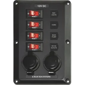 4 Position with 12V Sockets, BelowDeck Circuit Breaker Panel