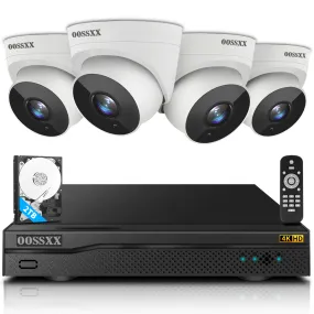 (4K/8.0 Megapixel & 130° Ultra Wide-Angle) with Audio PoE Dome Outdoor Home Security Camera System, Wired Outdoor Surveillance IP Cameras System