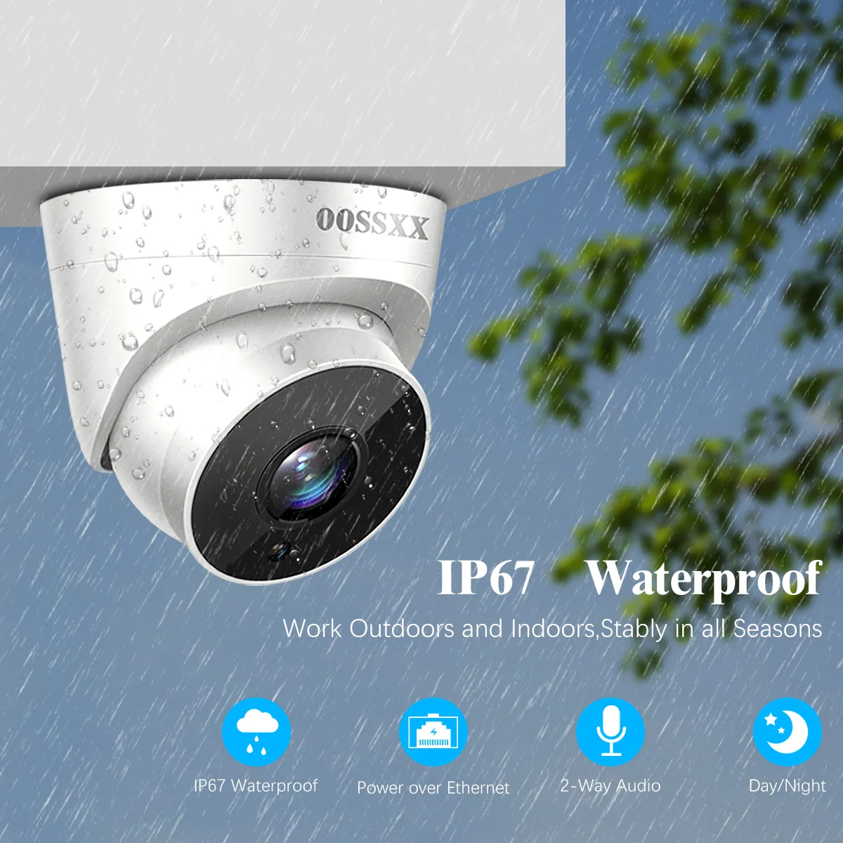 (4K/8.0 Megapixel & 130° Ultra Wide-Angle) with Audio PoE Dome Outdoor Home Security Camera System, Wired Outdoor Surveillance IP Cameras System