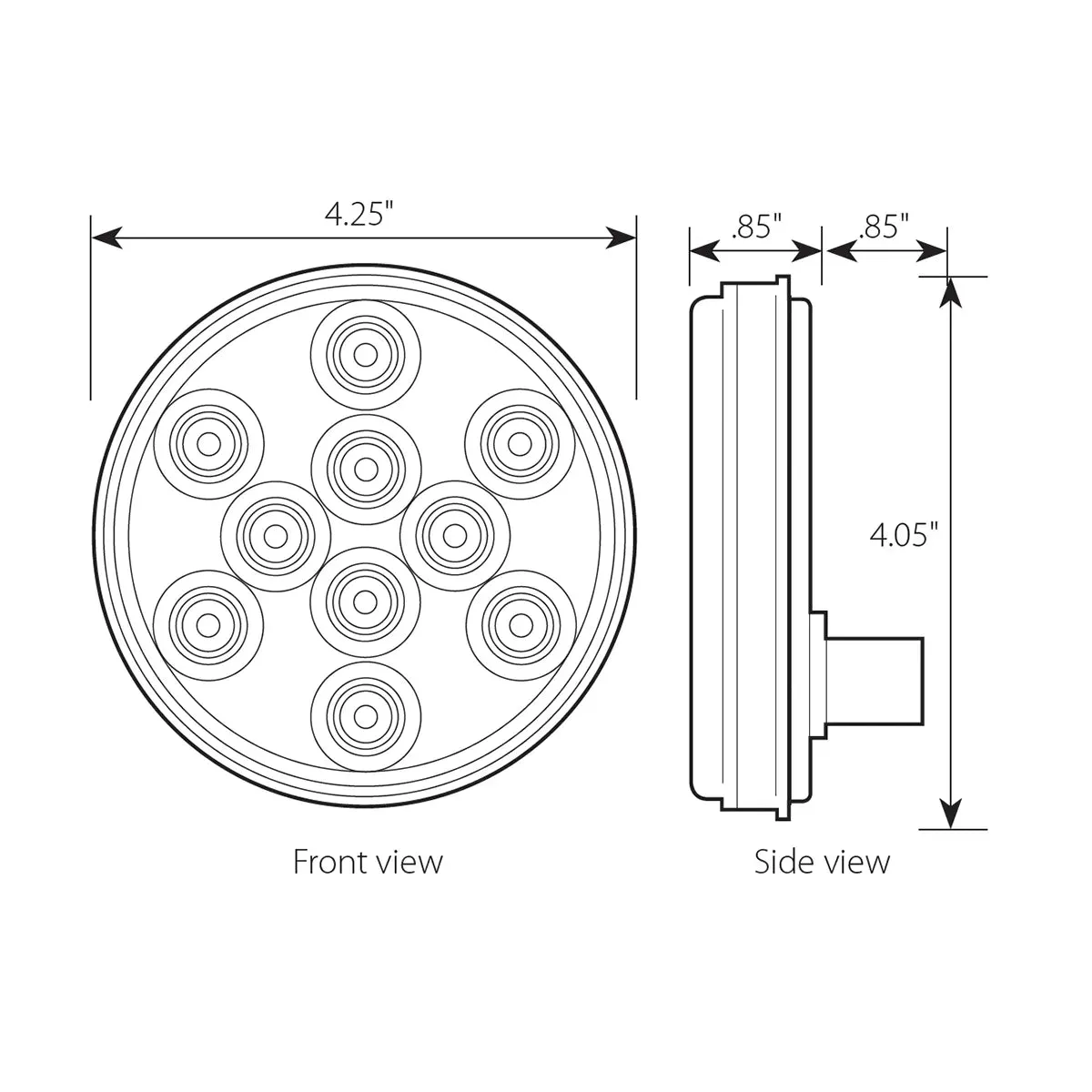 4" MEGA 10 PLUS GREEN 10 LED SEALED LIGHT