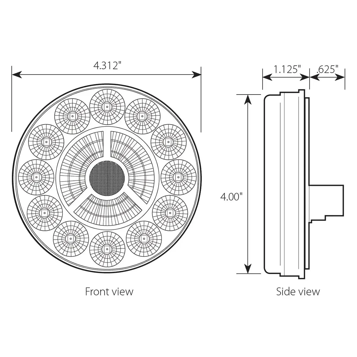 4" PRIME WHITE/CLEAR 7 LED SEALED LIGHT