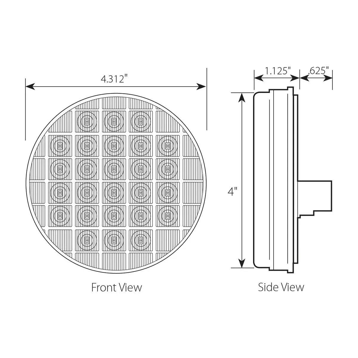 4" SMART DYNAMIC AMBER/AMBER 26 LED SEQUENTIAL SEALED LIGHT