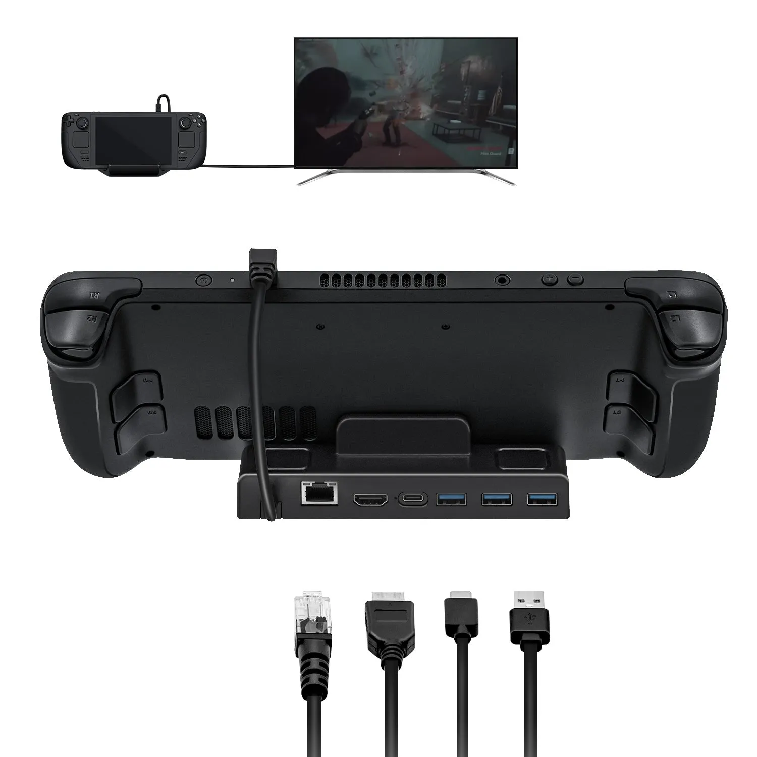 6 In 1 Dock Station with RJ45 LAN Port for Steam Deck/Nintendo Switch/Switch OLED -Black (SD02)