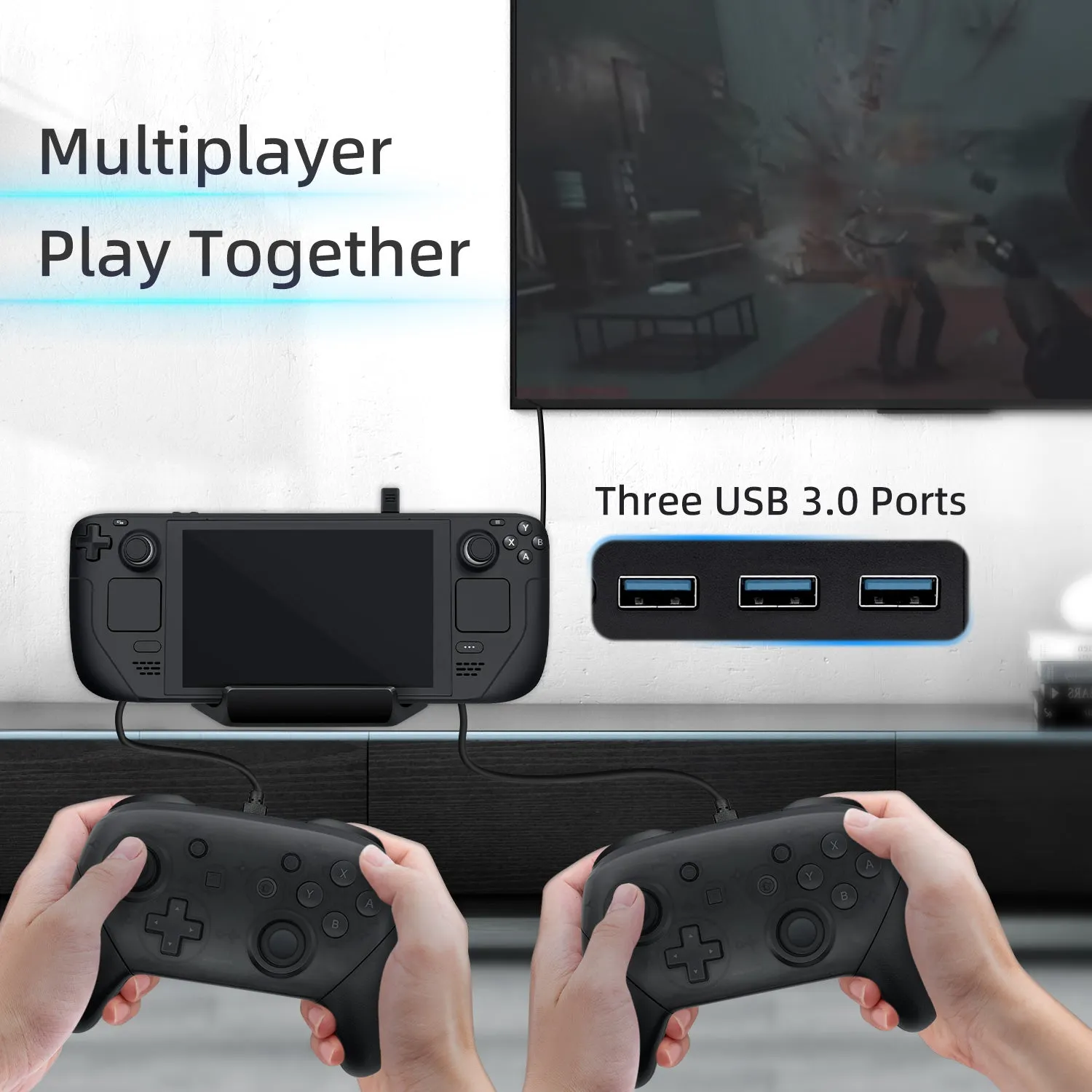 6 In 1 Dock Station with RJ45 LAN Port for Steam Deck/Nintendo Switch/Switch OLED -Black (SD02)