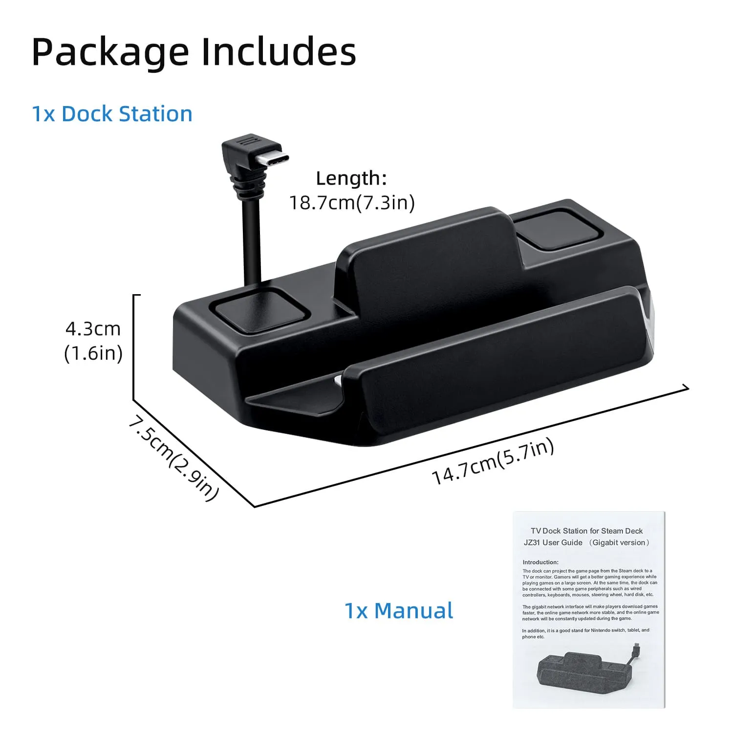 6 In 1 Dock Station with RJ45 LAN Port for Steam Deck/Nintendo Switch/Switch OLED -Black (SD02)