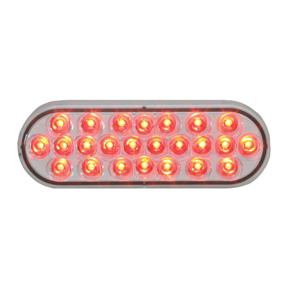 76475 #1 OVAL PEARL RED LED STROBE LIGHT, CLEAR LENS, 9~36V