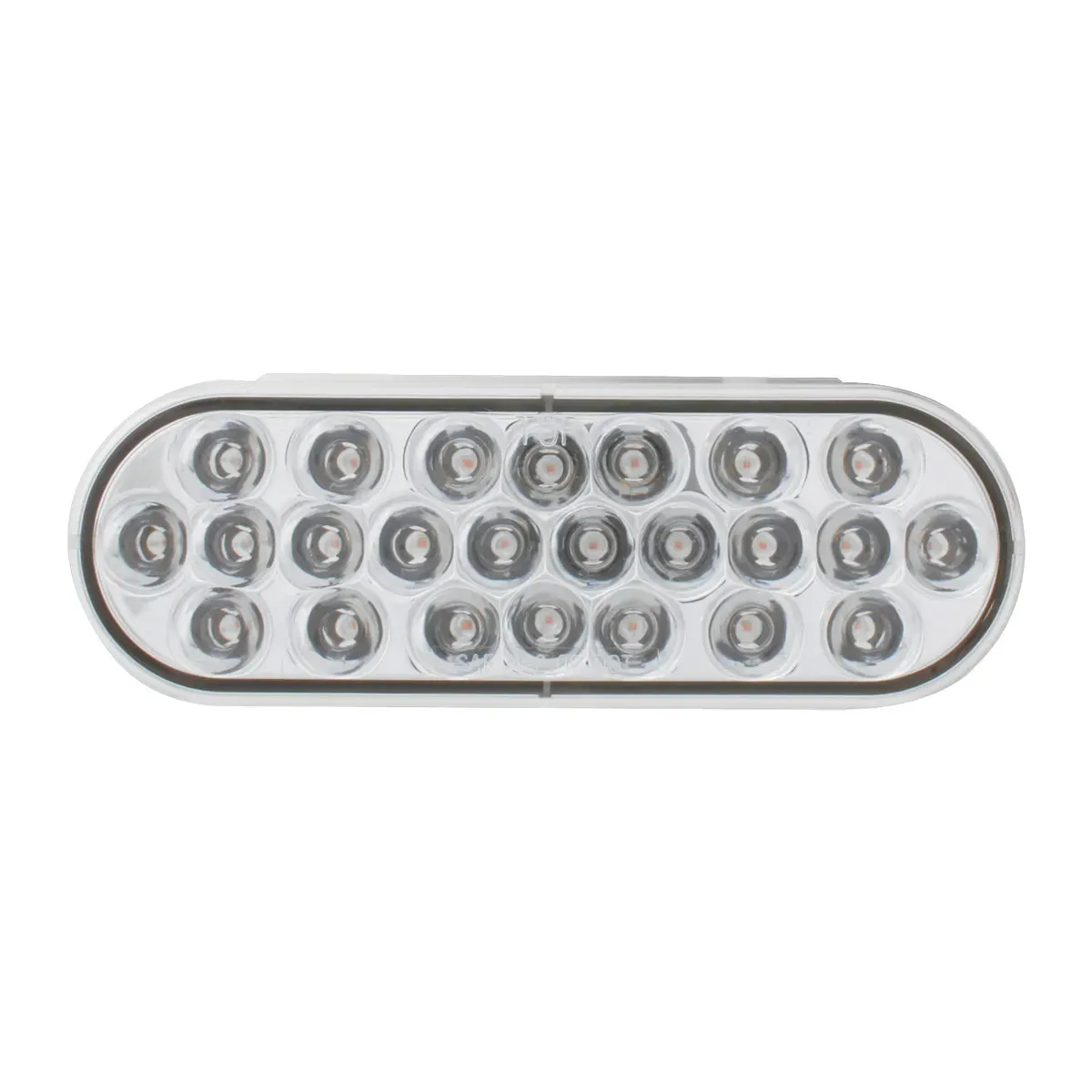 76475 #1 OVAL PEARL RED LED STROBE LIGHT, CLEAR LENS, 9~36V