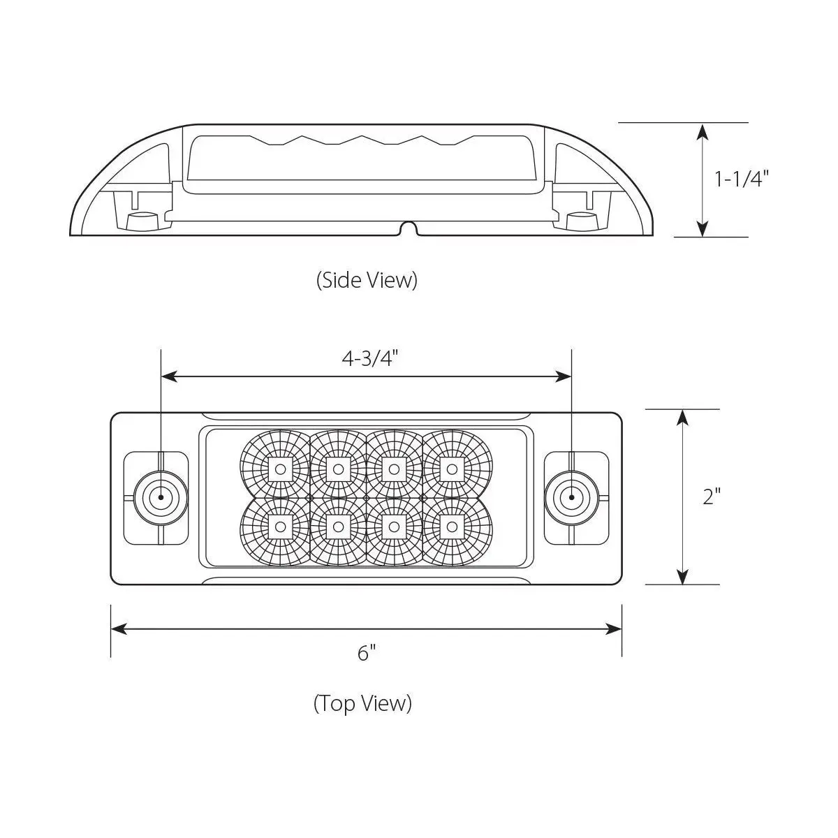 77663 RECT. SPYDER RED/CLEAR 8-LED MARKER SEALED LIGHT