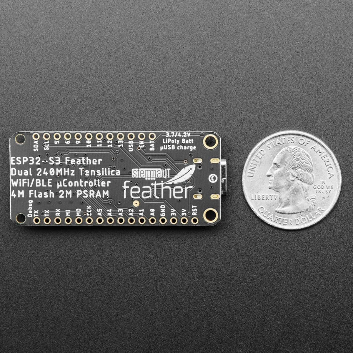 Adafruit ESP32-S3 Feather with 4MB Flash 2MB PSRAM - STEMMA QT / Qwiic