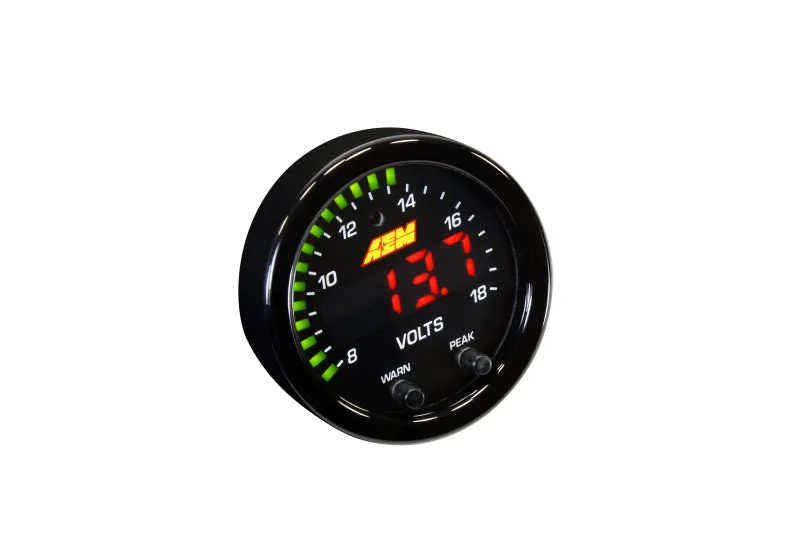 AEM X-Series Voltmeter 8-18V Electric Digital - 2-1/16" Diameter