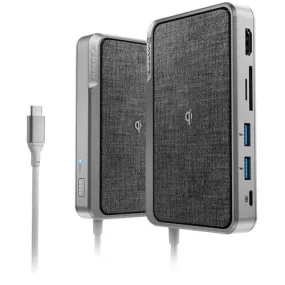 Alogic Dock WAVE 3-in-1 USB-C Dock   Power Bank   Wireless Charger - for Notebook/Smartphone - 60 W - USB Type C - 3 x USB Ports - 2 x USB 3.0 - USB Type-C - HDMI - Wired