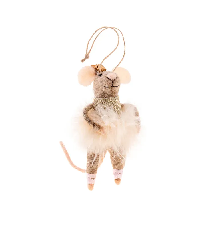 BALERINA MOUSE FELT ORNEMENT
