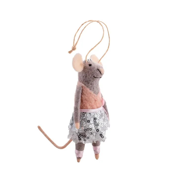 BALERINA MOUSE FELT ORNEMENT