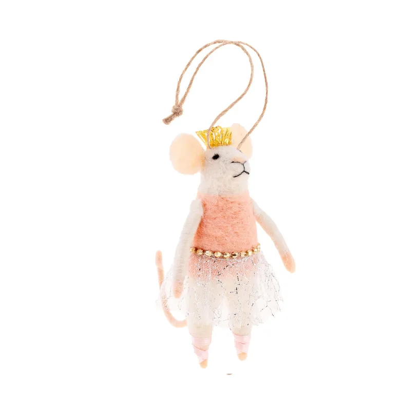 BALERINA MOUSE FELT ORNEMENT