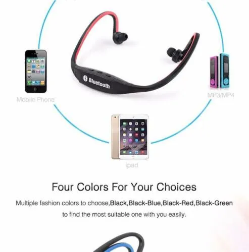 Bluetooth Wireless Headset Headphones Sport neckband rechargeable for iPhone htc