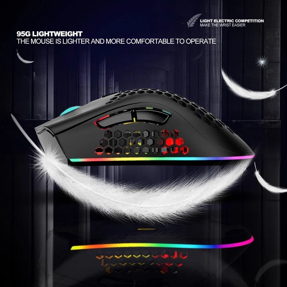 BM600 RGB Gaming Rechargeable Honeycomb Wireless Mouse