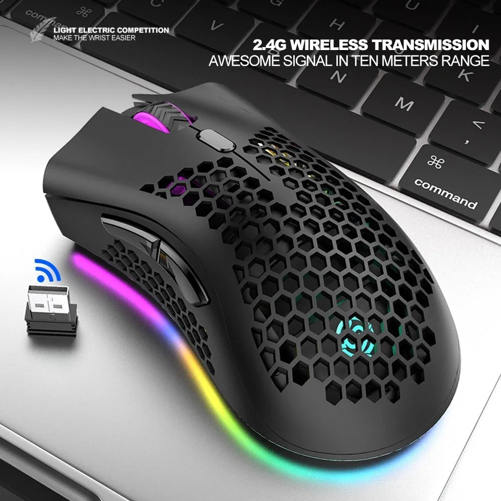BM600 RGB Gaming Rechargeable Honeycomb Wireless Mouse