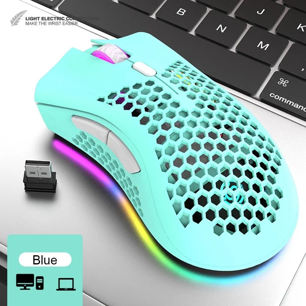 BM600 RGB Gaming Rechargeable Honeycomb Wireless Mouse
