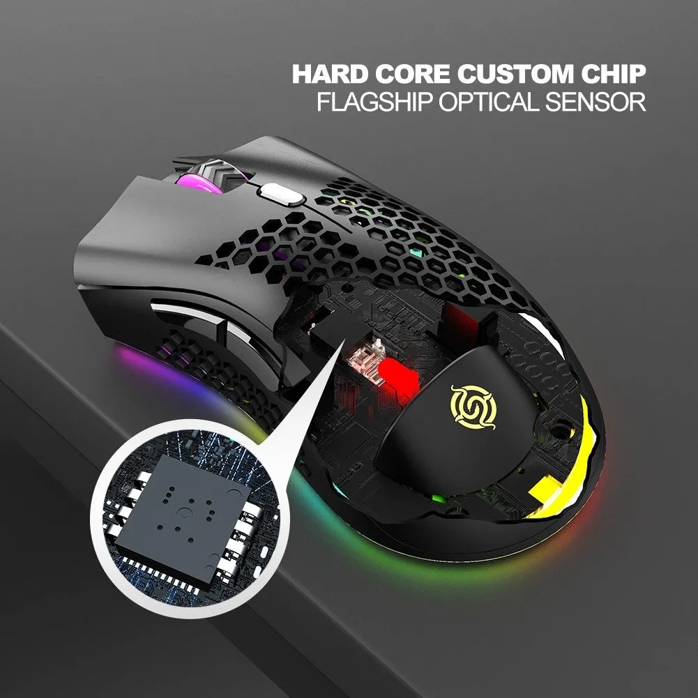BM600 RGB Gaming Rechargeable Honeycomb Wireless Mouse