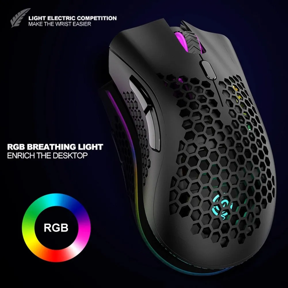 BM600 RGB Gaming Rechargeable Honeycomb Wireless Mouse