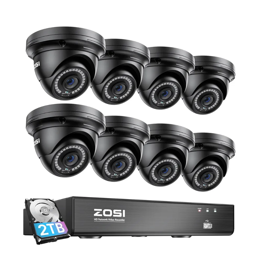 C429 5MP Security System   Up to 8 Cameras   4K 8CH PoE NVR   2TB Hard Drive