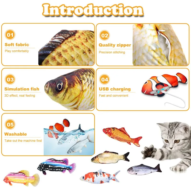 Cat Toy Fish USB Electric Charging Simulation Fish Catnip