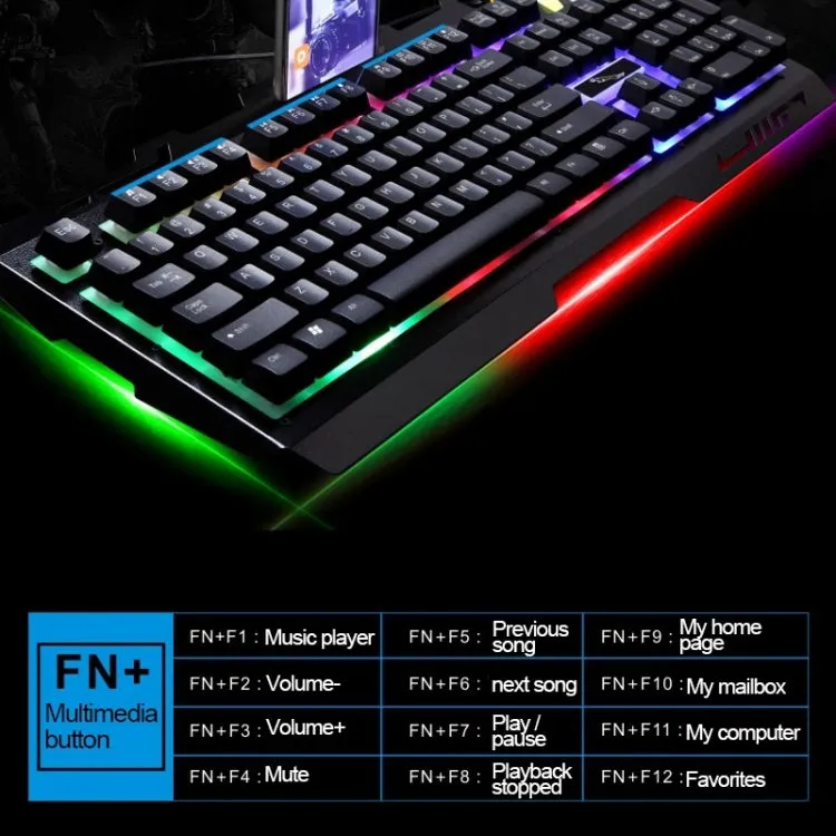 Chasing Leopard G700 USB RGB Backlight Wired Optical Gaming Mouse and Keyboard Set, Keyboard Cable Length: 1.35m, Mouse Cable Length: 1.3m