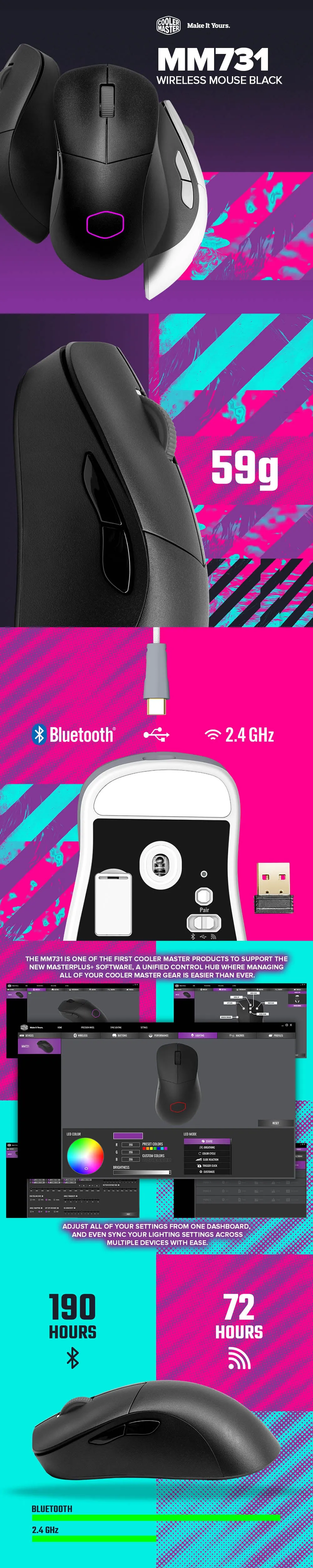 COOLERMASTER MM731 Wireless Mouse Black (CM MM-731-KKOH1)