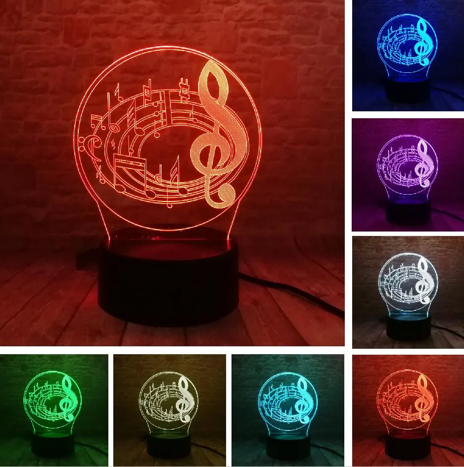 Creative Cartoon 3D Electric Music Guitar Bass Model Illusion Lamp LED 7 Color Change Gradient Baby Child Sleep Night Light Toys