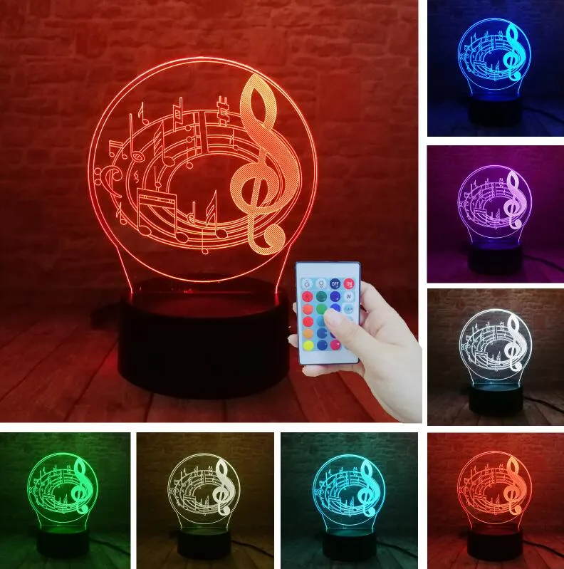 Creative Cartoon 3D Electric Music Guitar Bass Model Illusion Lamp LED 7 Color Change Gradient Baby Child Sleep Night Light Toys