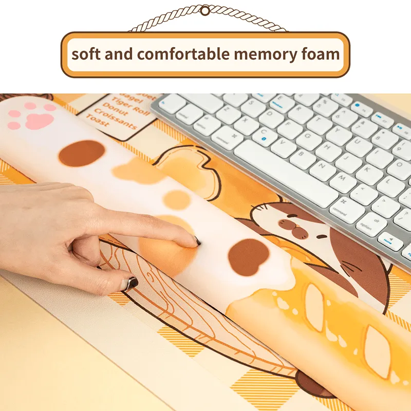 Cute Cartoon Cat Mouse Pad And Keyboard Wrist Rest