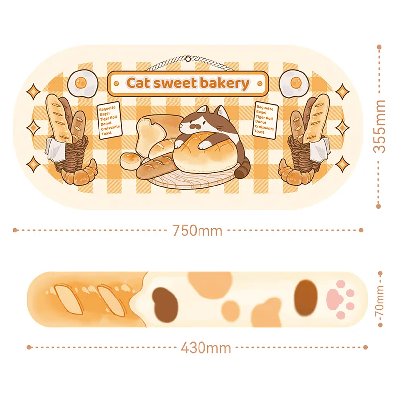 Cute Cartoon Cat Mouse Pad And Keyboard Wrist Rest