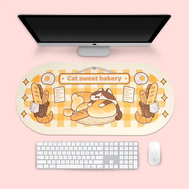 Cute Cartoon Cat Mouse Pad And Keyboard Wrist Rest