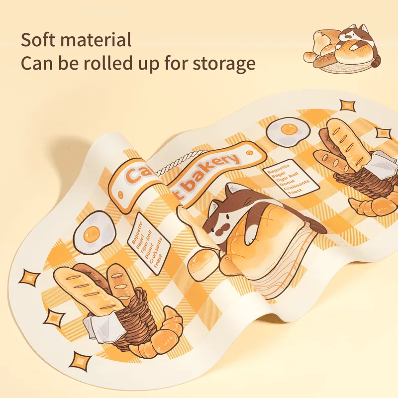 Cute Cartoon Cat Mouse Pad And Keyboard Wrist Rest