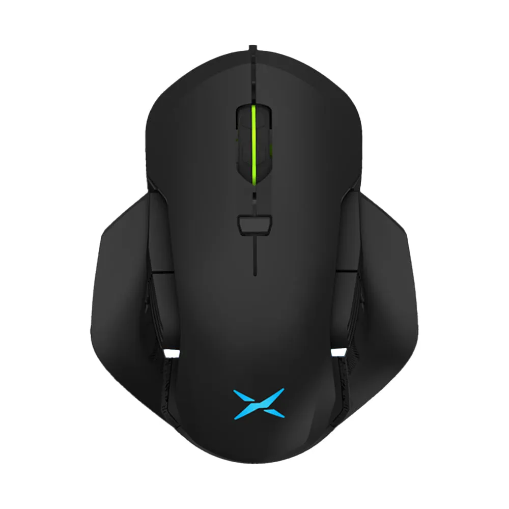 Delux M627 PMW3389 RGB Wired / Wireless Ambidextrous Gaming Mouse with 16000 DPI, 8 Programmable Buttons, Detachable USB-C Input Cable, Side Wings, USB Receiver for Windows XP / 7 / 8 / 10