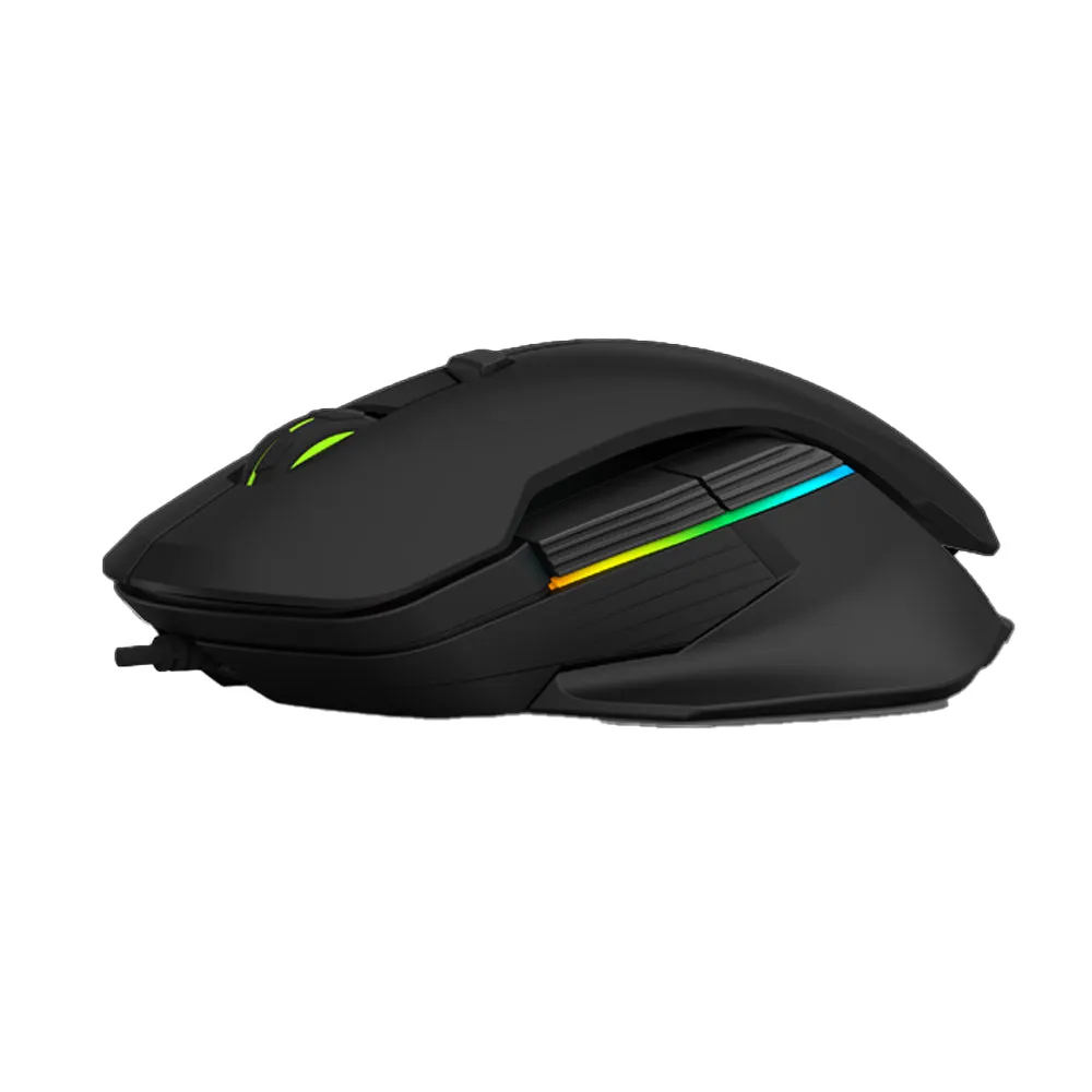 Delux M627 PMW3389 RGB Wired / Wireless Ambidextrous Gaming Mouse with 16000 DPI, 8 Programmable Buttons, Detachable USB-C Input Cable, Side Wings, USB Receiver for Windows XP / 7 / 8 / 10