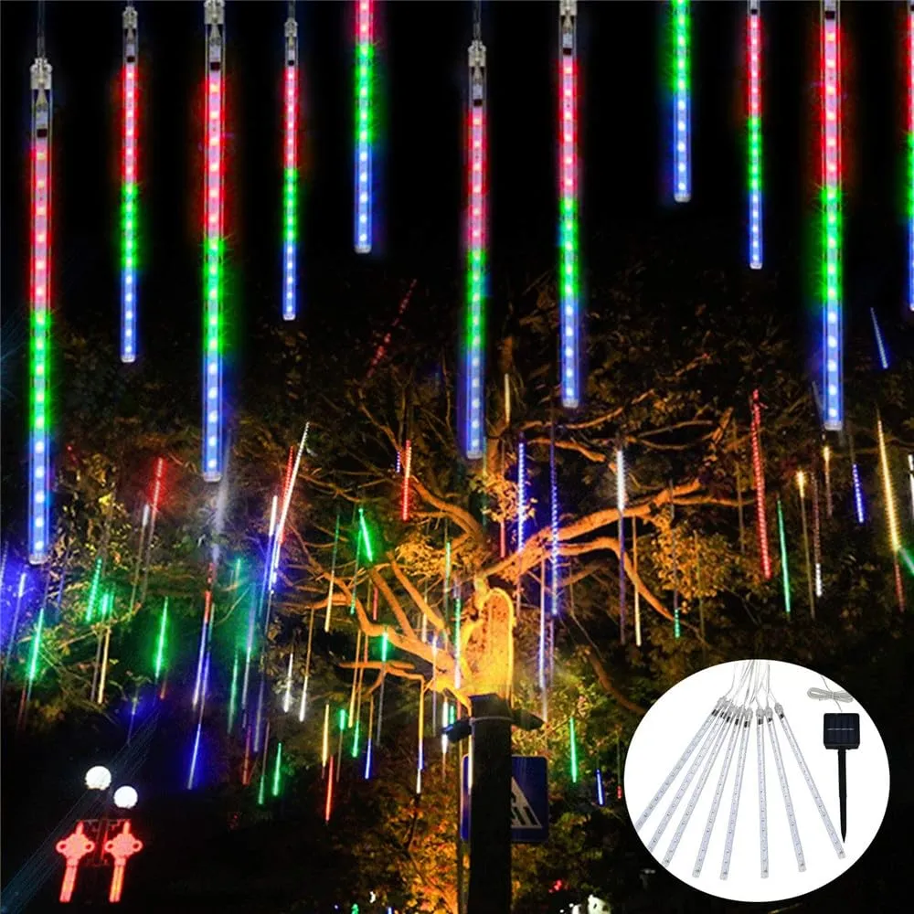 Dwarakesh Enterprises® 144 led Waterproof Shower Drop Multicolor LED Meteor 44cm Long(Each Tube) Meteor fire Effect Hanging 8 eled tealight Candles