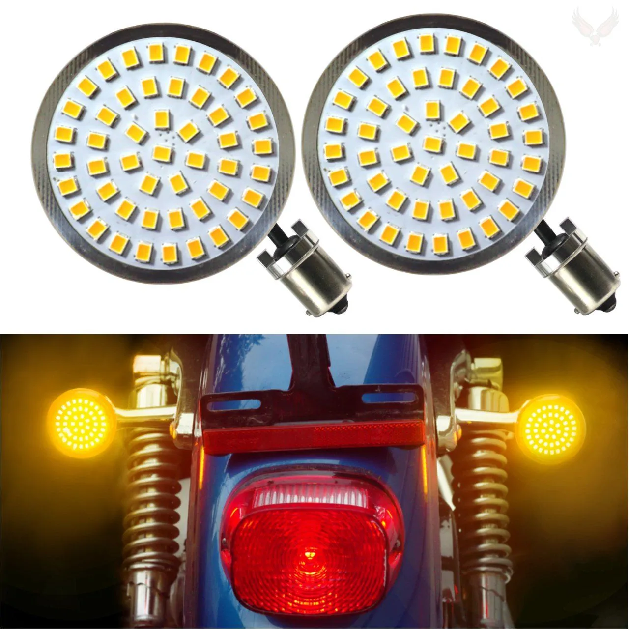 Eagle Lights 2" Generation II Front and Rear Harley LED Turn Signals Kit - Front 1157 / Rear 1156 / Rear LEDs Amber