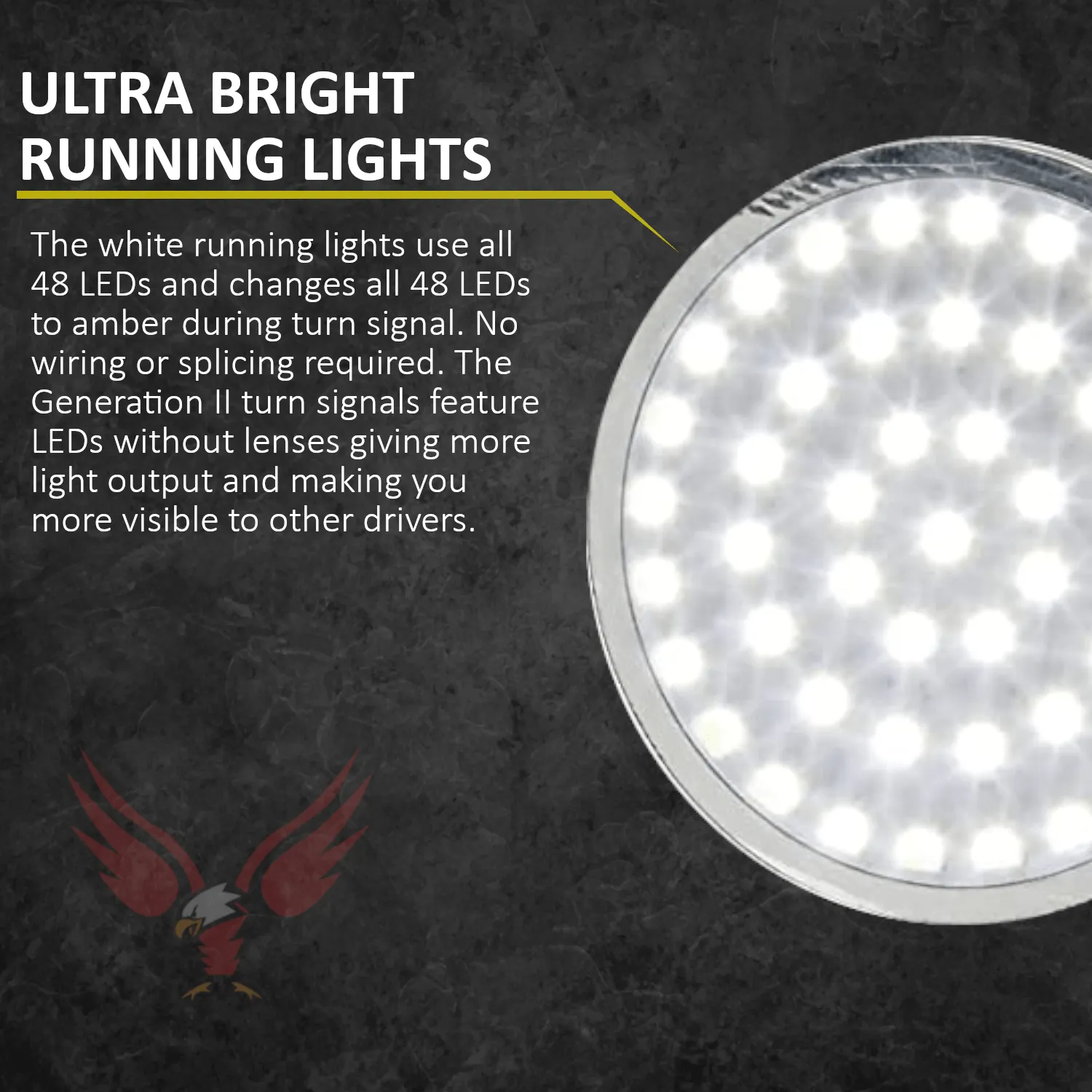 Eagle Lights 2" Generation II Front and Rear Harley LED Turn Signals Kit - Front 1157 / Rear 1156 / Rear LEDs Amber