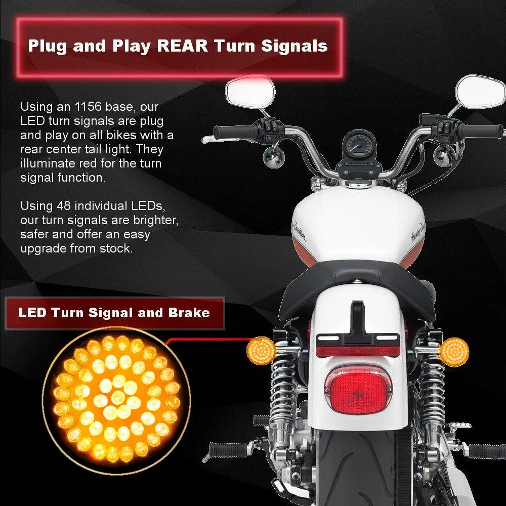 Eagle Lights 2" Rear LED Turn Signals for Harley Davidson Motorcycles- Generation I / 1156 Base / Amber