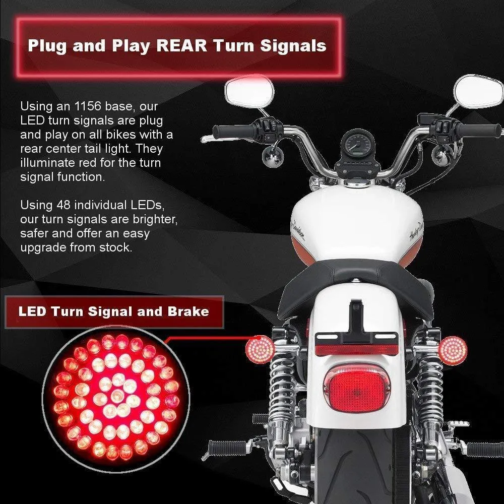 Eagle Lights 2" Rear LED Turn Signals for Harley Davidson Motorcycles- Generation I / 1156 Base / Red