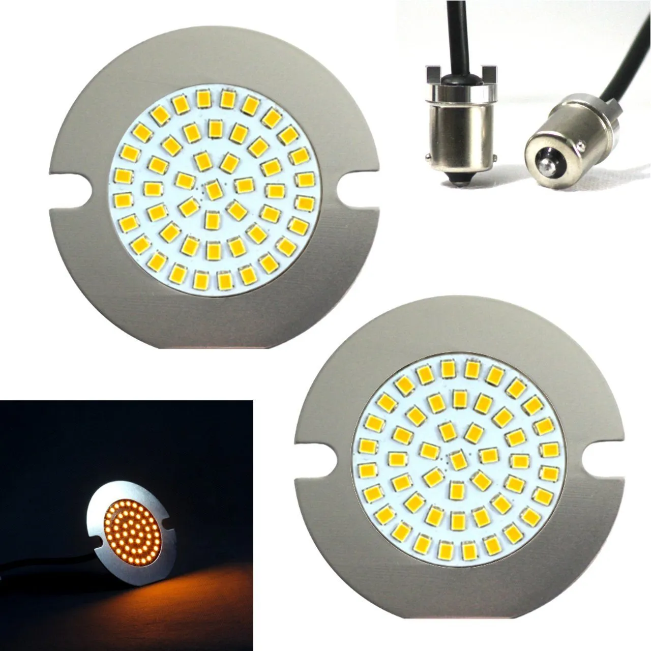 Eagle Lights 3 1/4" Rear LED Turn Signal Kit For Harley Davidson Motorcycles - Generation II / Amber LEDs