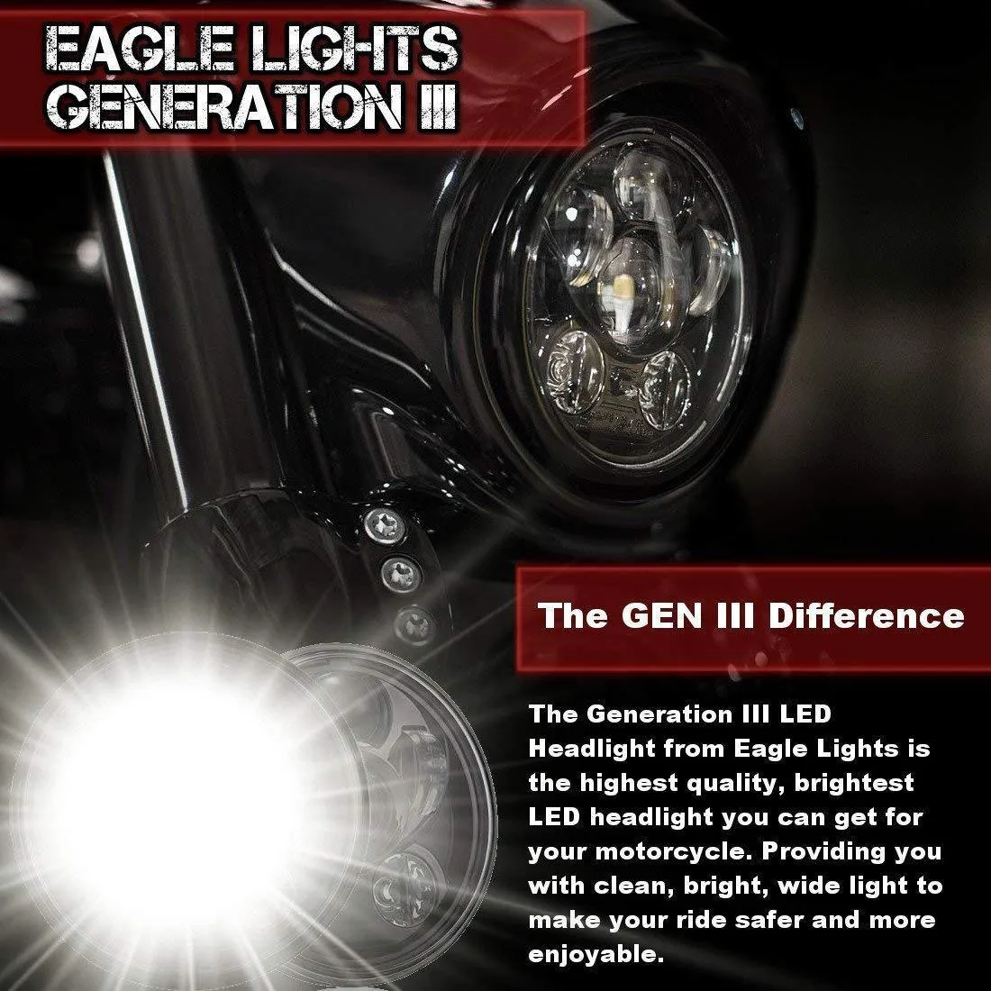 Eagle Lights 5 3/4" Generation III LED Projection Headlight for 2016  Triumph Street Twin, Bobber and Scrambler 1200XE / XC
