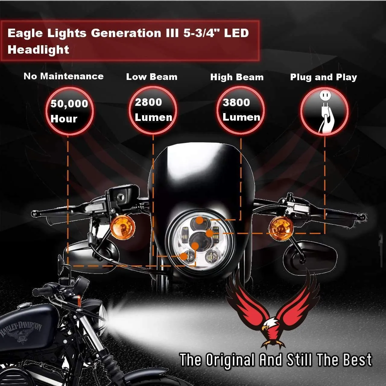 Eagle Lights 5 3/4" Generation III LED Projection Headlight for 2016  Triumph Street Twin, Bobber and Scrambler 1200XE / XC