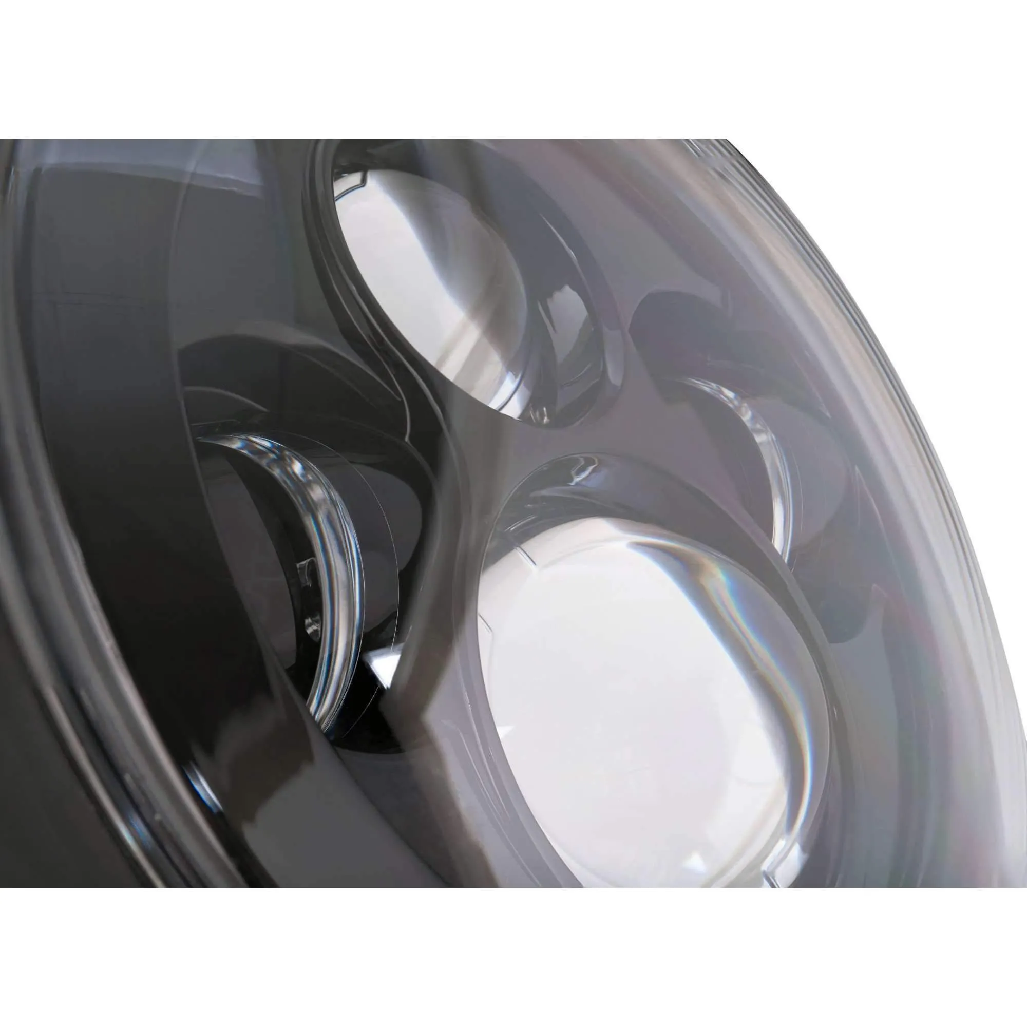 Eagle Lights 7" Round Black LED Projector Headlights (Pair) for Jeep Wrangler CJ JK TJ 97-2017 with Pair of Anti Flicker Harnesses