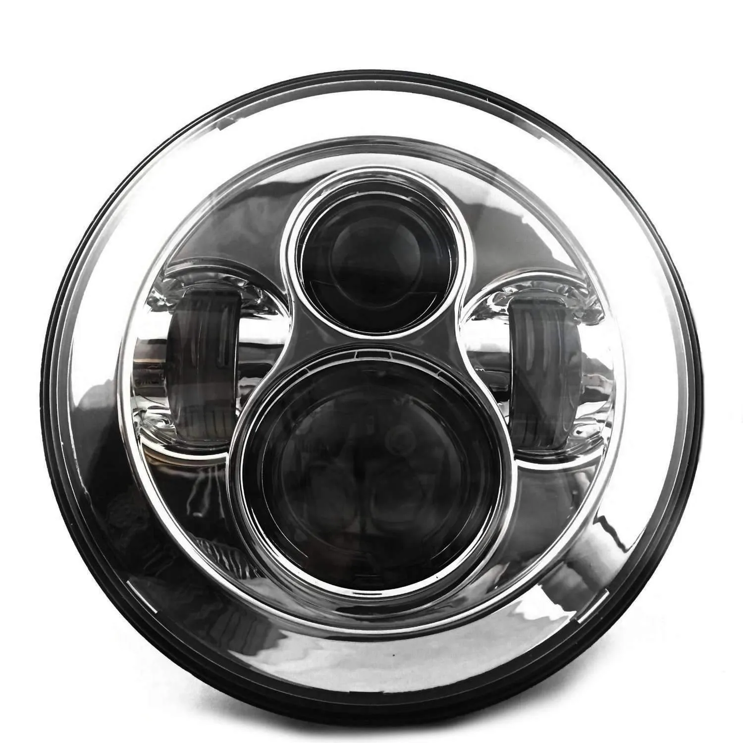 Eagle Lights 8700 7" Round Chrome Jeep Wrangler LED Projection Headlight Kit with Anti-flicker Harnesses